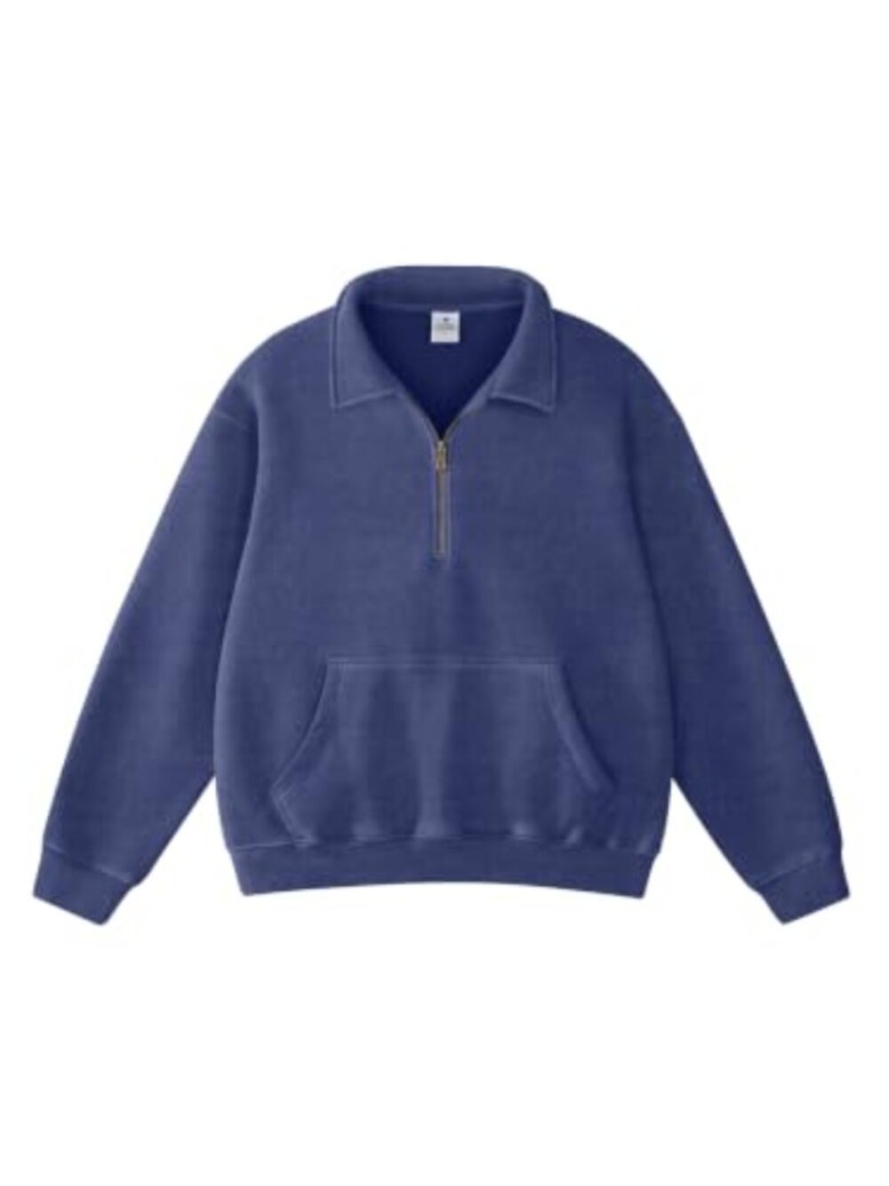 Mens Half Zip Oversized Fleece Sweatshirt Acid Washed Vintage Pullover